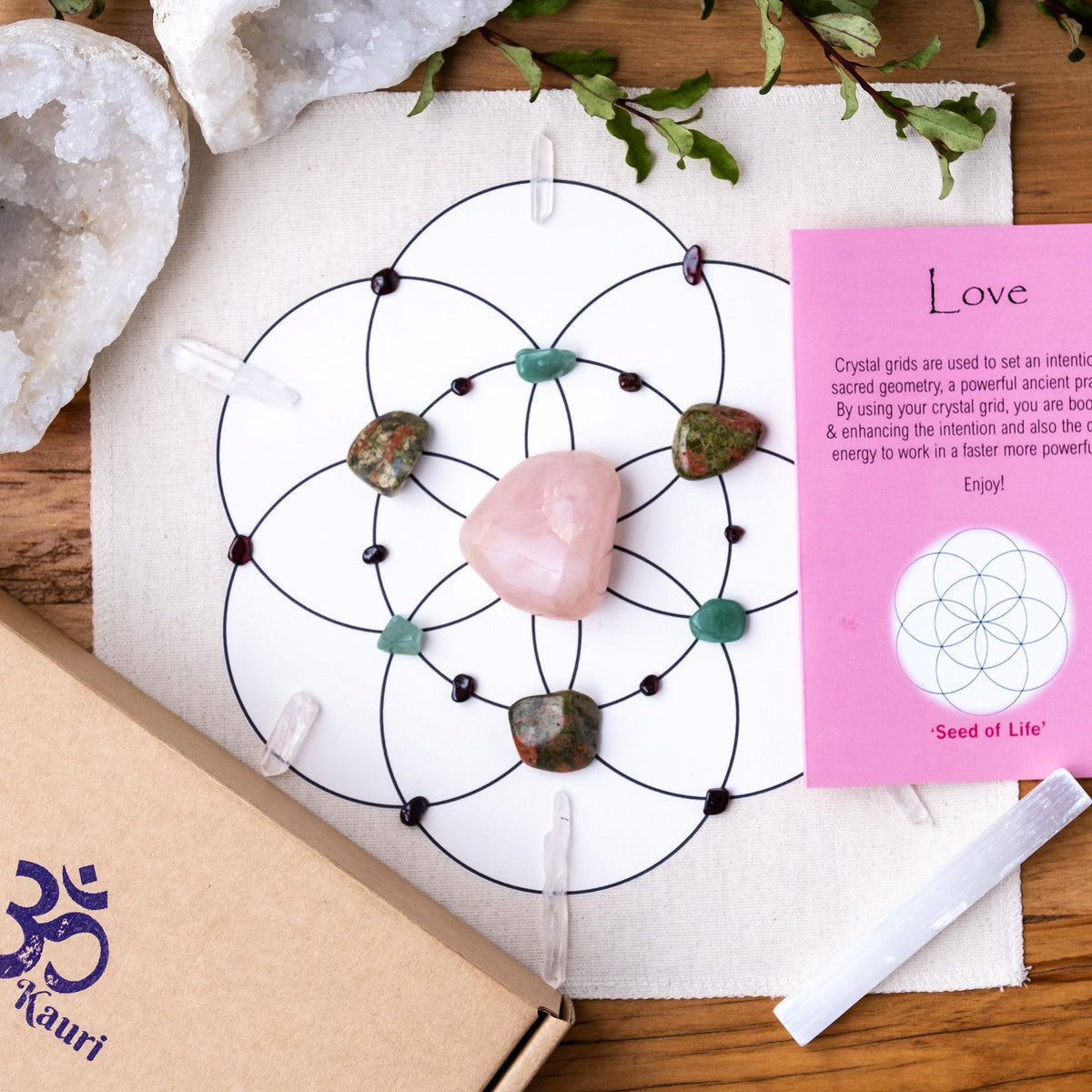 Large Attract Your Soulmate Crystal Grid Set | 2024 Crystals to Attract Love | Sacred Geometry Crystal Grid Set | Large Crystal Grid Kit