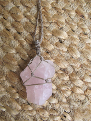 'Rose Quartz' Webbed Crystal Hanging